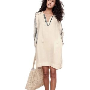 NWT- Banana Republic Embroidered Linen Peasant Dress, Extra Large